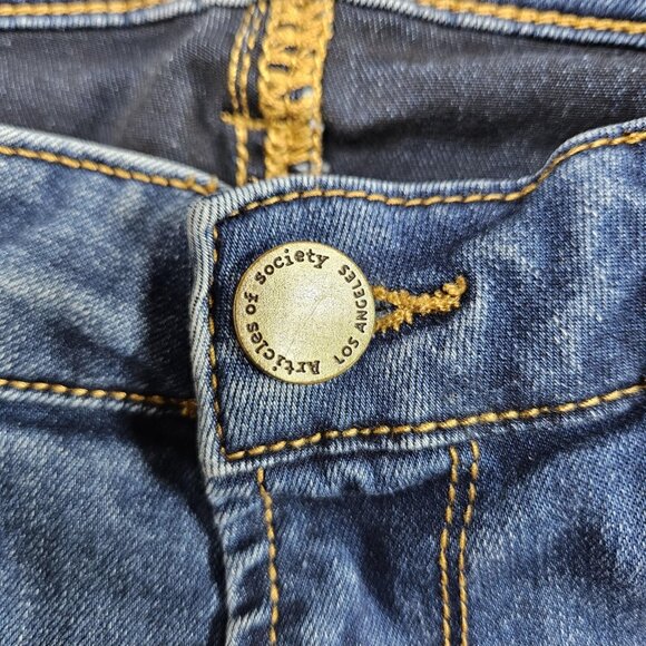 Articles Of Society Jeans Womens 27 Medium Wash Blue Distressed Skinny Denim - Picture 5 of 14